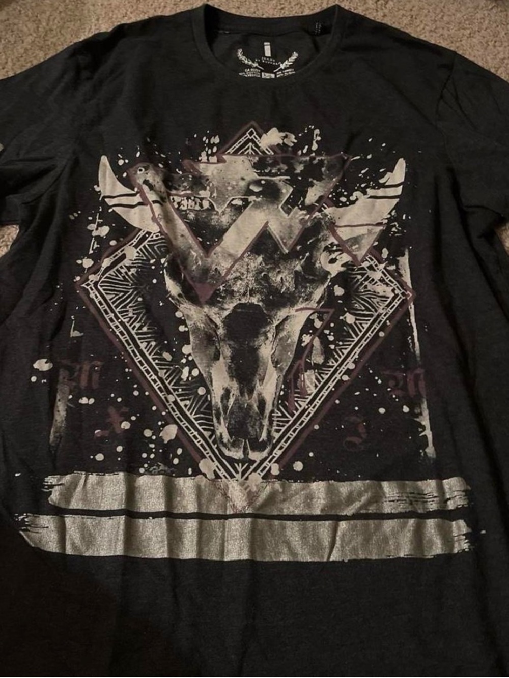 Buffalo David Bitton Black Short Sleeve Skull Graphic Tee